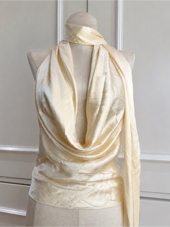 Orseund Iris Tops - Orseund Iris Cowl Neck Halter Top in Ivory - Small